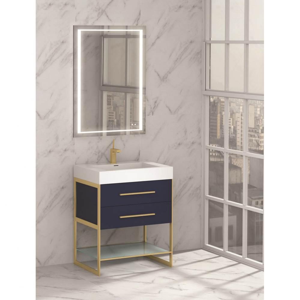 Madeli Silhouette 30'' Free Standing Vanity Sapphire/HW: Satin Brass(SB)