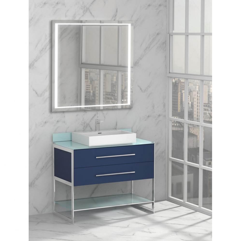 Silhouette 42''. Sapphire, Free Standing Cabinet, Polished Chrome H-Legs (X2) /, Handles