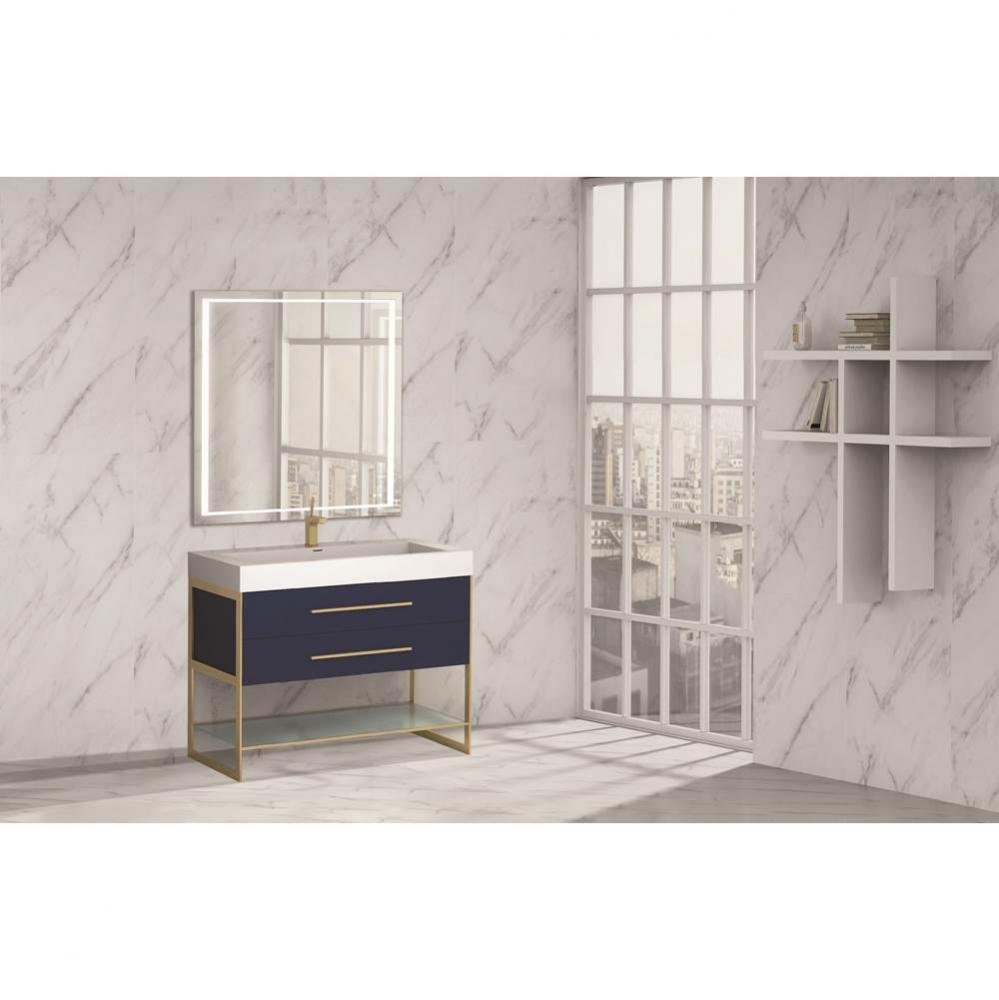 Madeli Silhouette 48C'' Free standing Vanity Sapphire/HW: Satin Brass(SB)