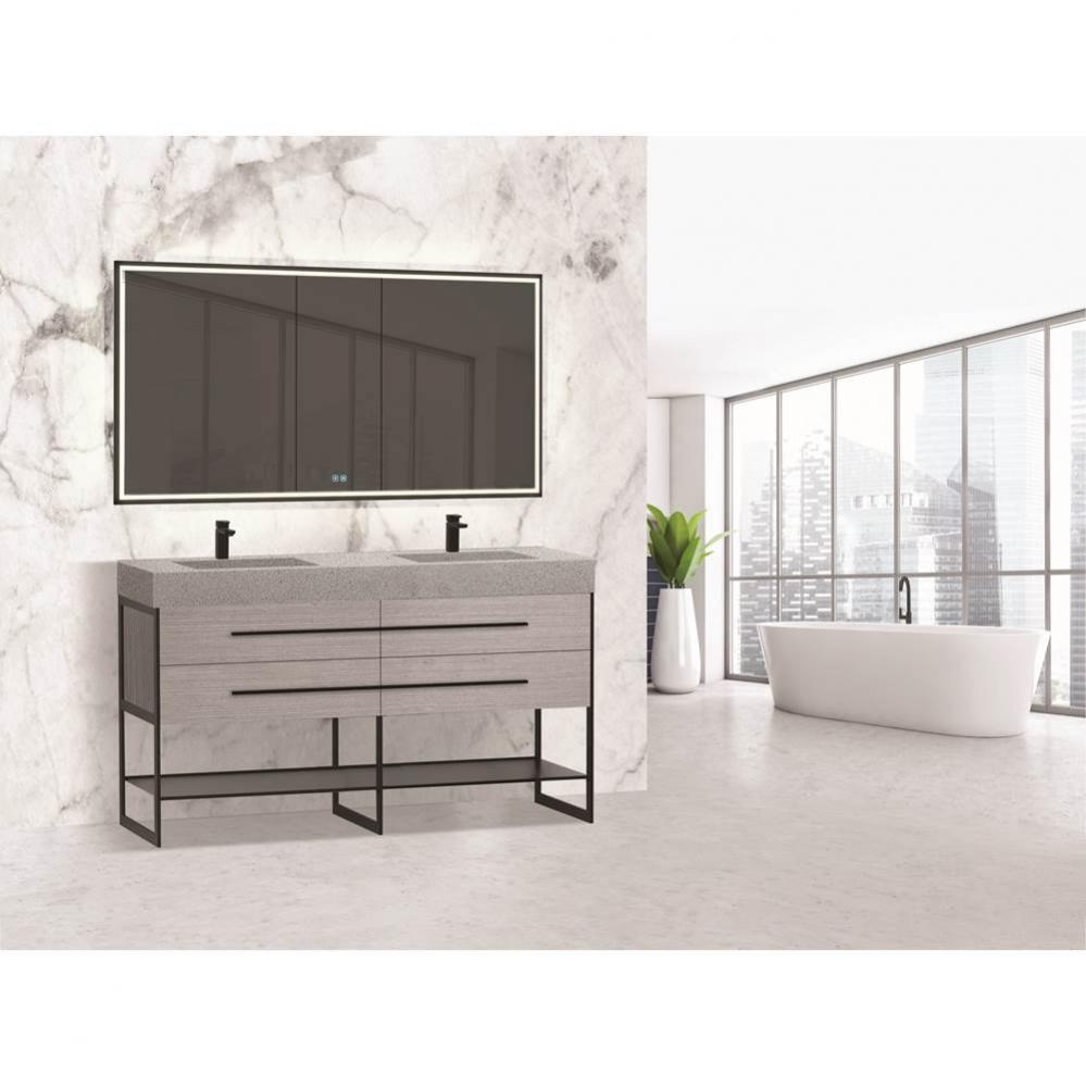 Madeli Silhouette 60D'' Free standing Vanity Ash Grey/HW: Matte Black(MB)