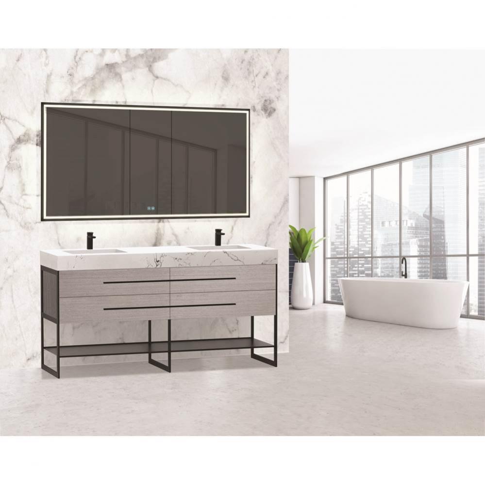 Madeli Silhouette 72'' Free standing Vanity Ash Grey/HW: Satin Brass(SB)