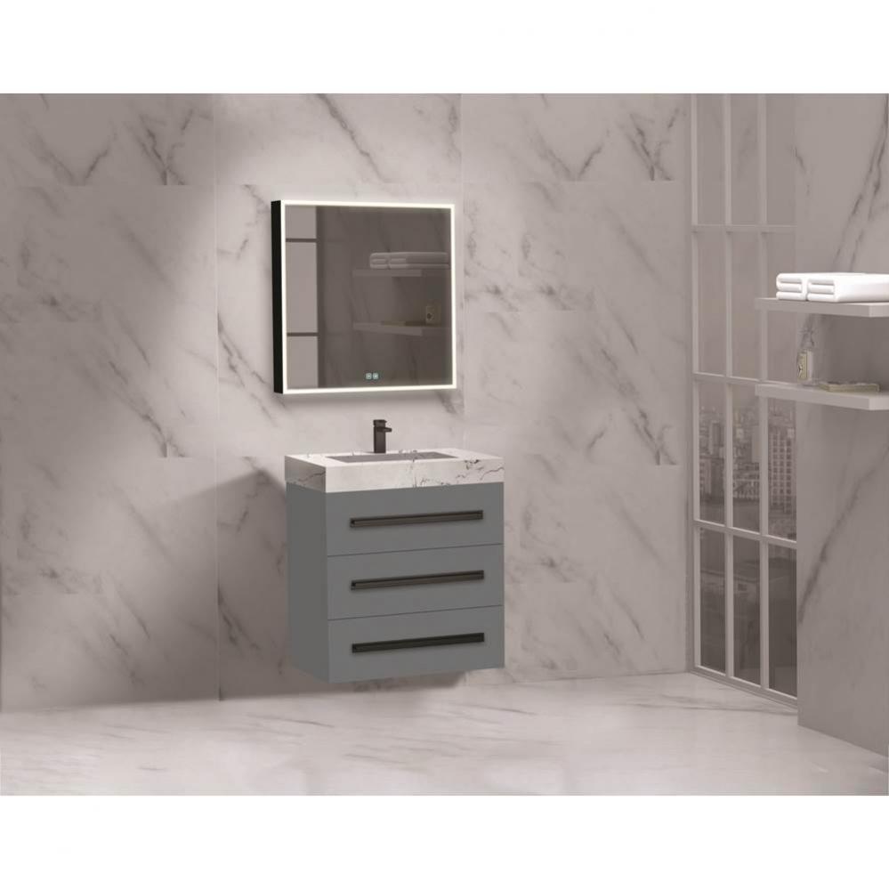 Madeli Epic 24'' Wall hung Vanity Cabinet Studio Grey Finish/HW: Polished Chrome(PC)