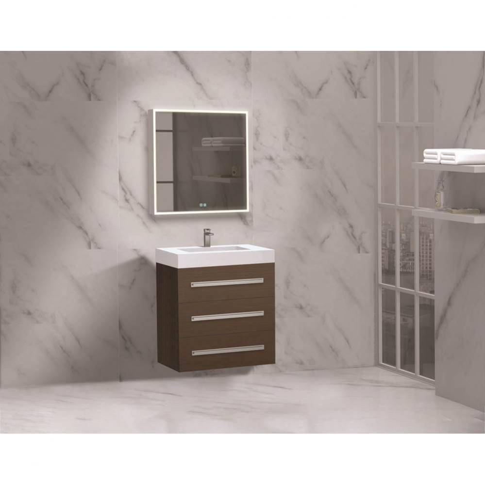 Madeli Epic 24'' Wall hung Vanity Cabinet Walnut Finish/HW: Polished Chrome(PC)