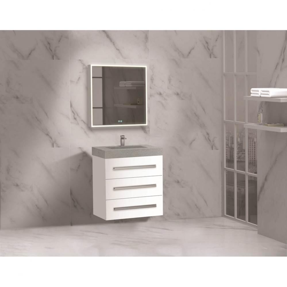 Madeli Epic 24'' Wall hung Vanity Cabinet White Finish/HW: Polished Nickel(PN)