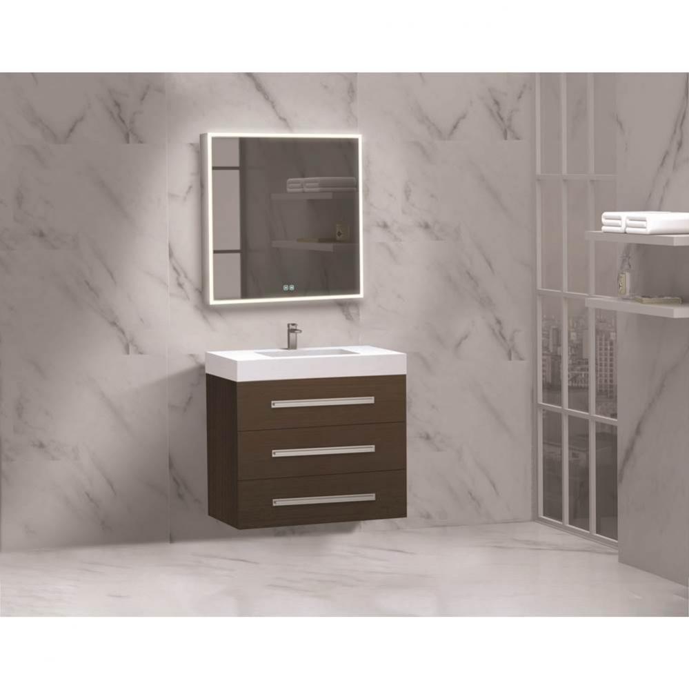 Madeli Epic 30'' Wall hung Vanity Cabinet Walnut Finish/HW: Polished Chrome(PC)