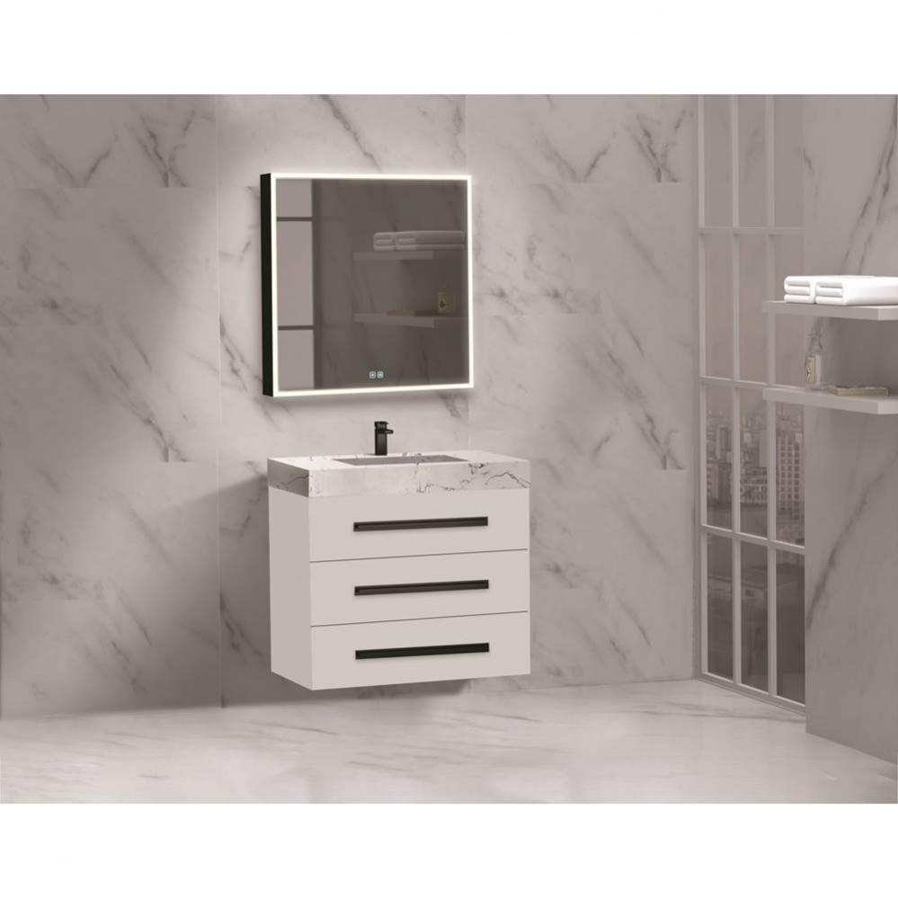 Madeli Epic 30'' Wall hung Vanity Cabinet White Finish/HW: Matte Black(MB)