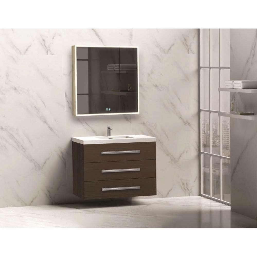 Madeli Epic 36'' Wall hung Vanity Cabinet Walnut Finish/HW: Matte Black(MB)