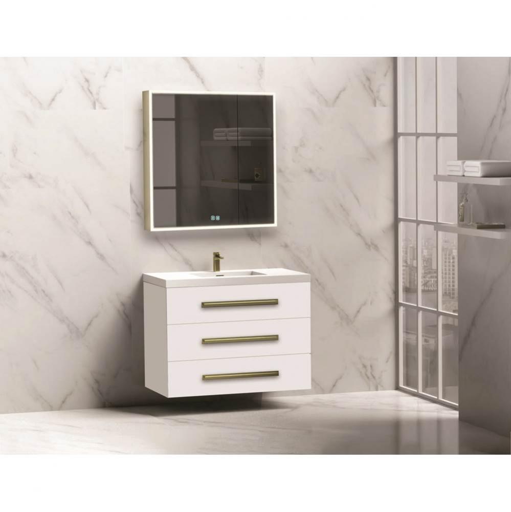 Madeli Epic 36'' Wall hung Vanity Cabinet White Finish/HW: Matte Black(MB)