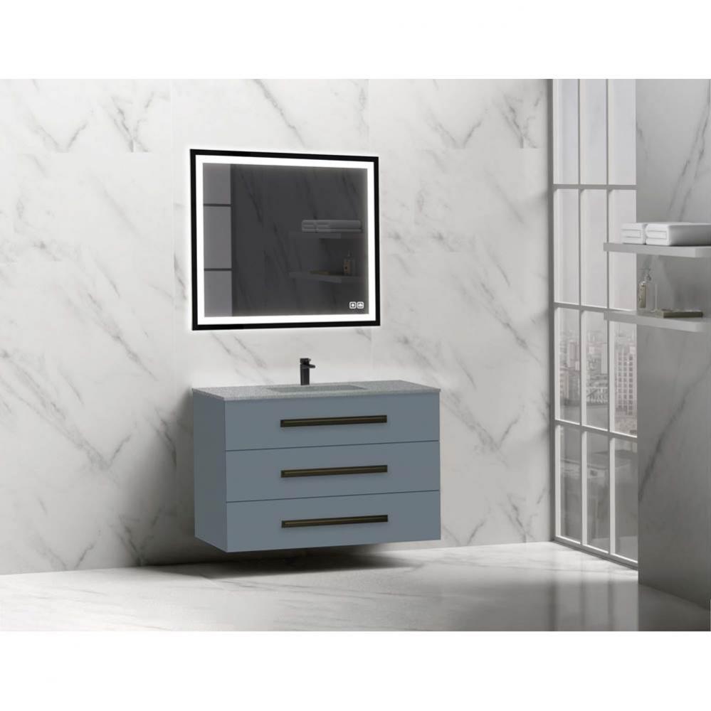 Madeli Epic 42'' Wall hung Vanity Cabinet Studio Grey Finish/HW: Polished Nickel(PN)
