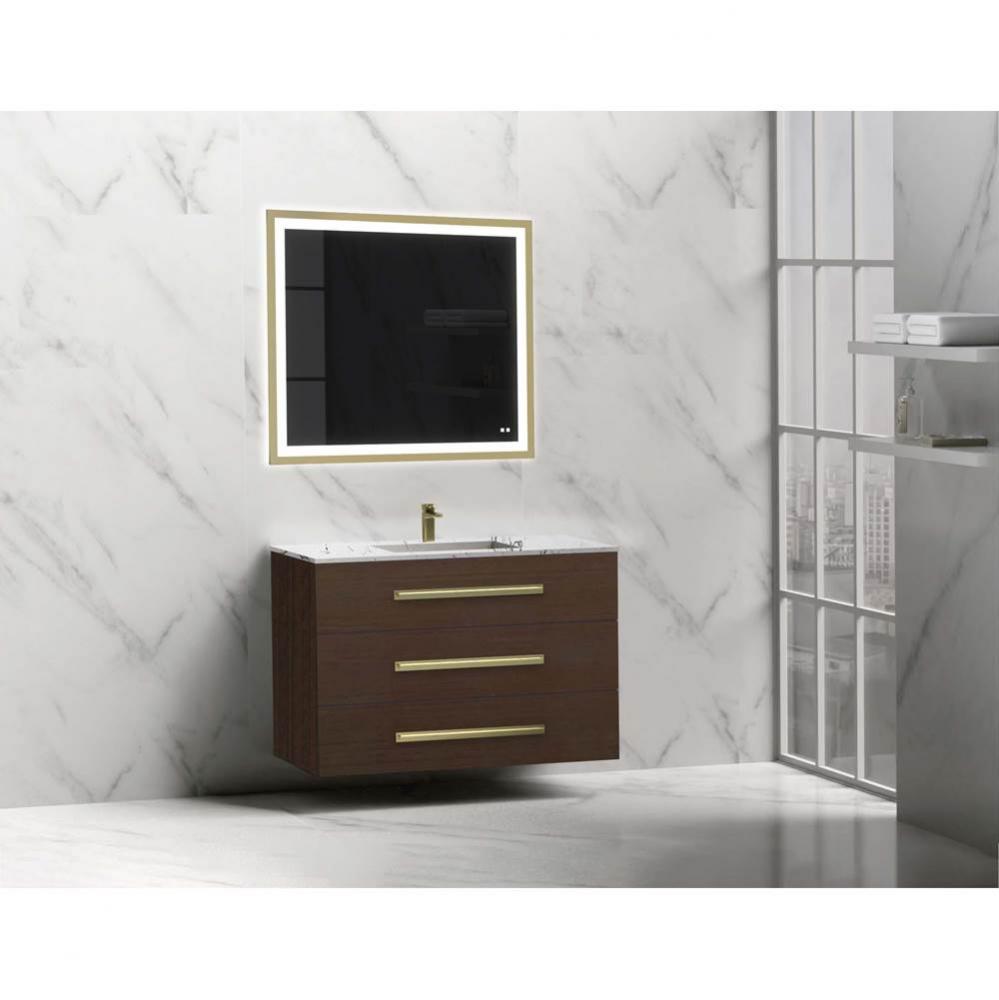 Madeli Epic 42'' Wall hung Vanity Cabinet Walnut Finish/HW: Polished Nickel(PN)