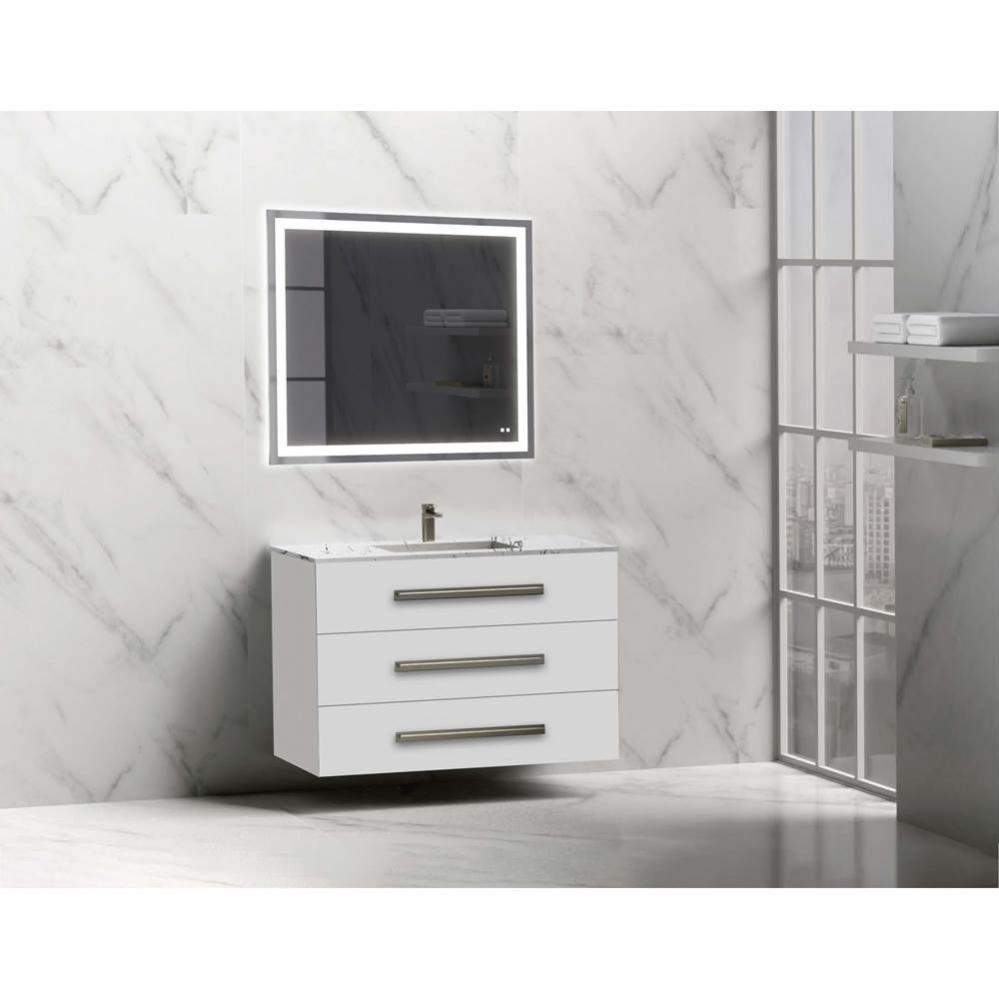 Madeli Epic 42'' Wall hung Vanity Cabinet White Finish/HW: Polished Chrome(PC)