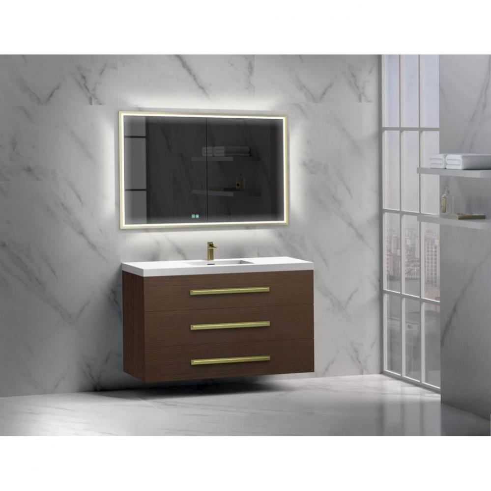 Madeli Epic 48C'' Wall hung Vanity Cabinet Walnut Finish/HW: Polished Chrome(PC)