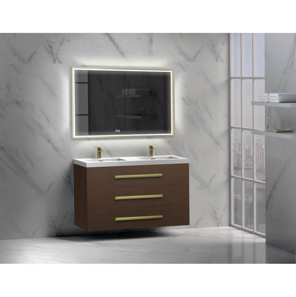 Madeli Epic 48D'' Wall hung Vanity Cabinet Walnut Finish/HW: Polished Chrome(PC)