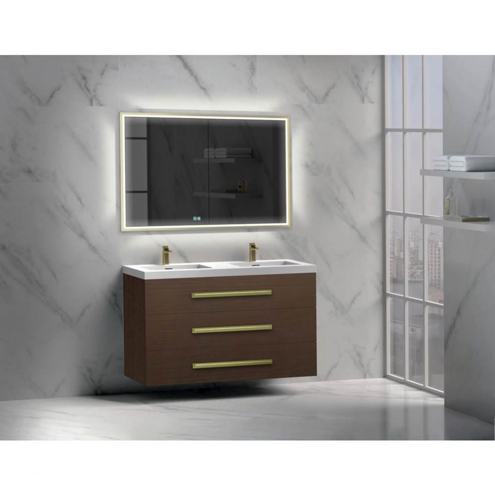 Madeli Epic 48D'' Wall hung Vanity Cabinet Walnut Finish/HW: Polished Nickel(PN)