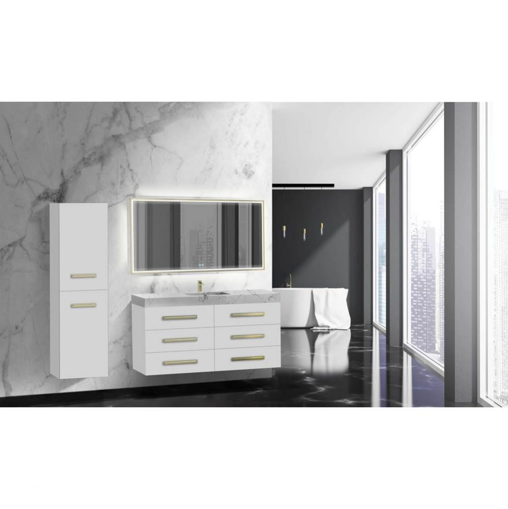 Madeli Epic 60C'' Wall hung Vanity Cabinet White Finish/HW: Polished Chrome(PC)