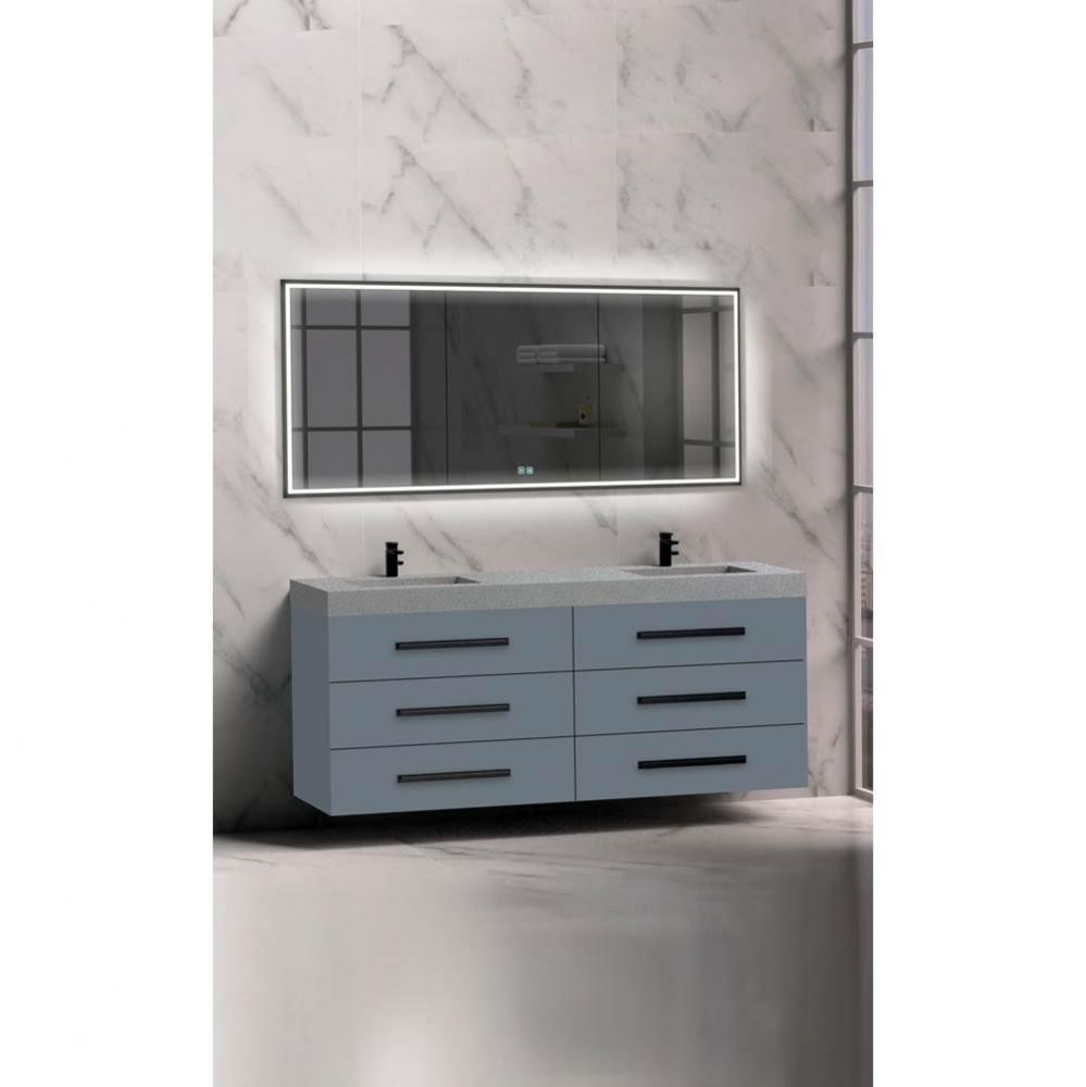 Madeli Epic 72'' Wall hung Vanity Cabinet Studio Grey Finish/HW: Matte Black(MB)