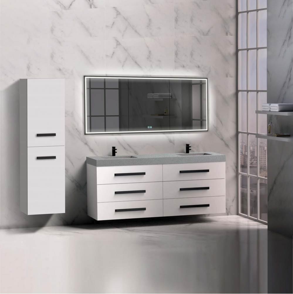 Madeli Epic 72'' Wall hung Vanity Cabinet White Finish/HW: Polished Chrome(PC)
