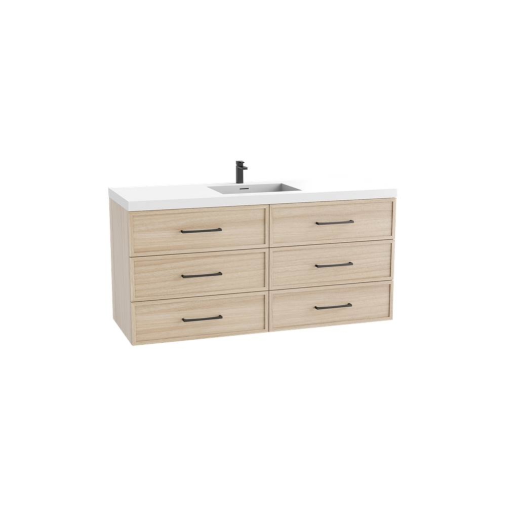 Legend 60C'' Wall hung Vanity Cabinet Natural Oak Finish/HW: No Handles