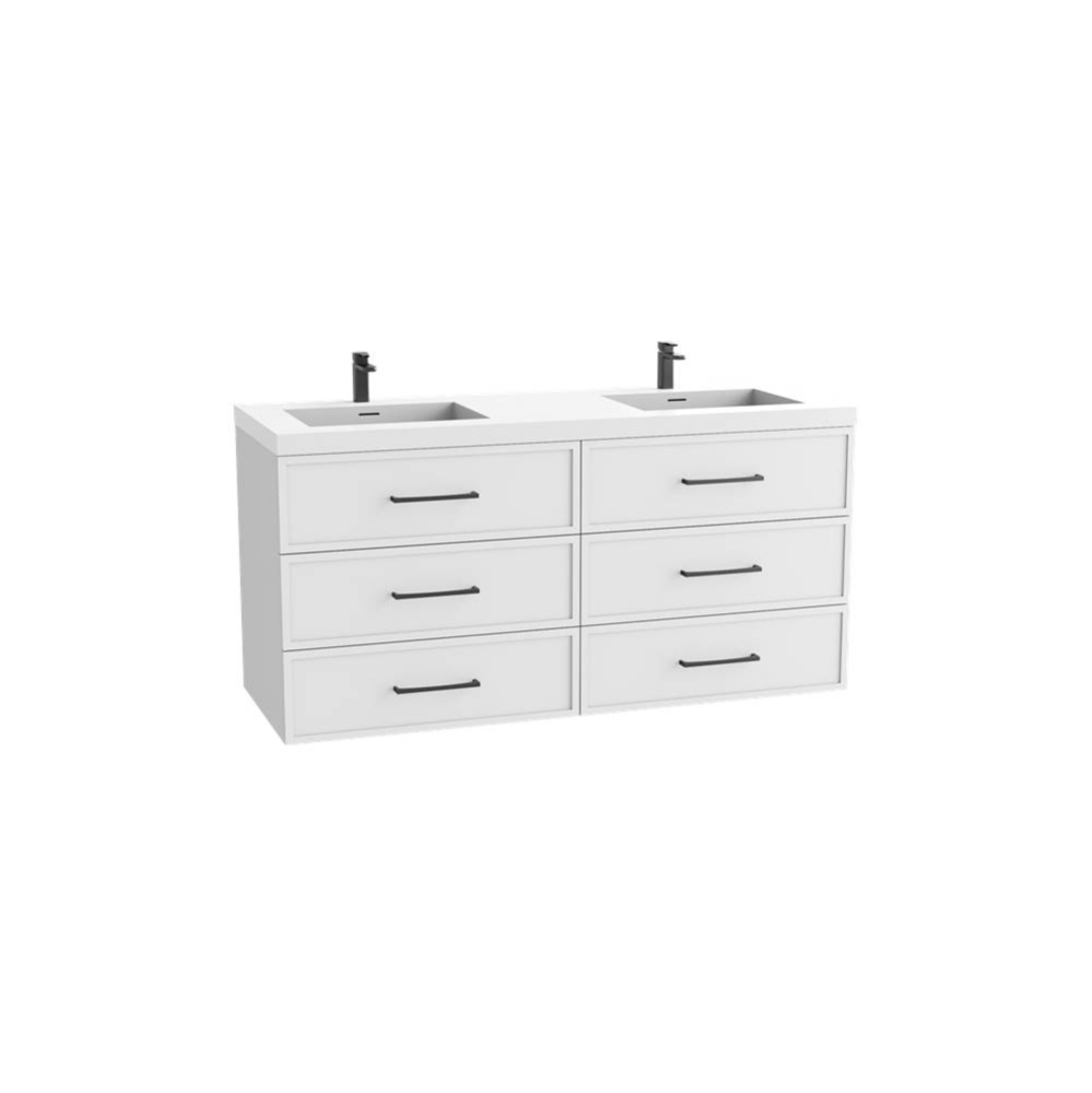 Legend 60D'' Wall hung Vanity Cabinet White Finish/HW: No Handles