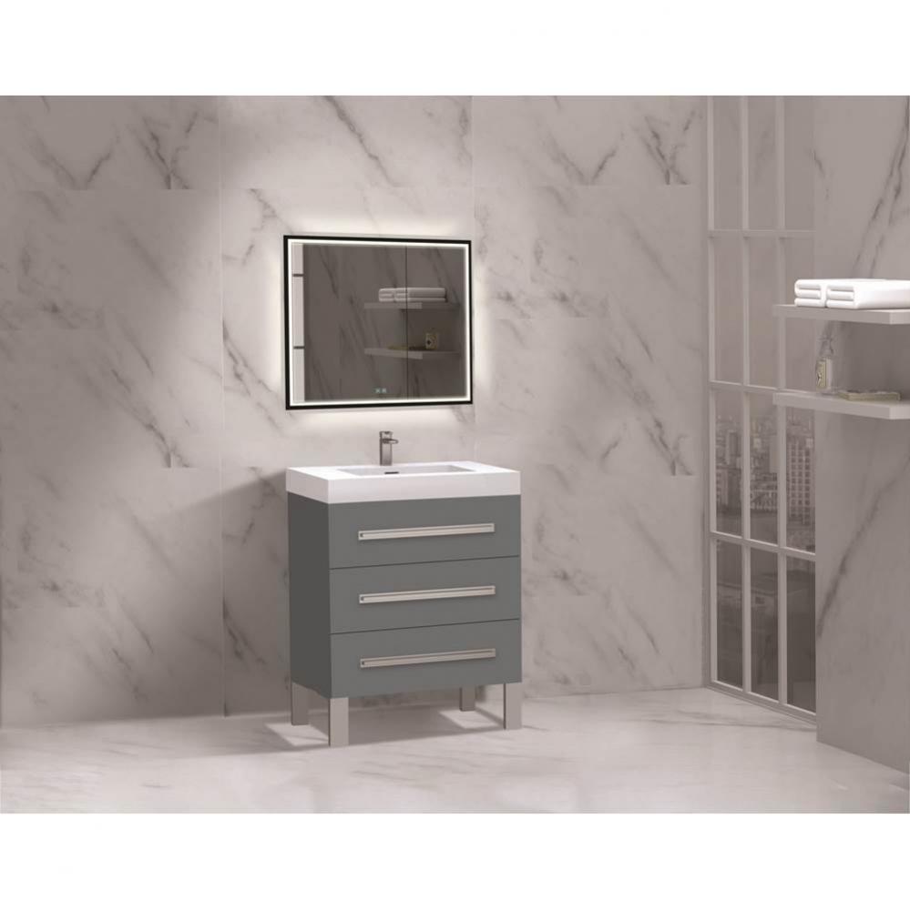 Madeli Icon 24'' Free standing Vanity Cabinet in Studio Grey/HW: Brushed Nickel(BN)
