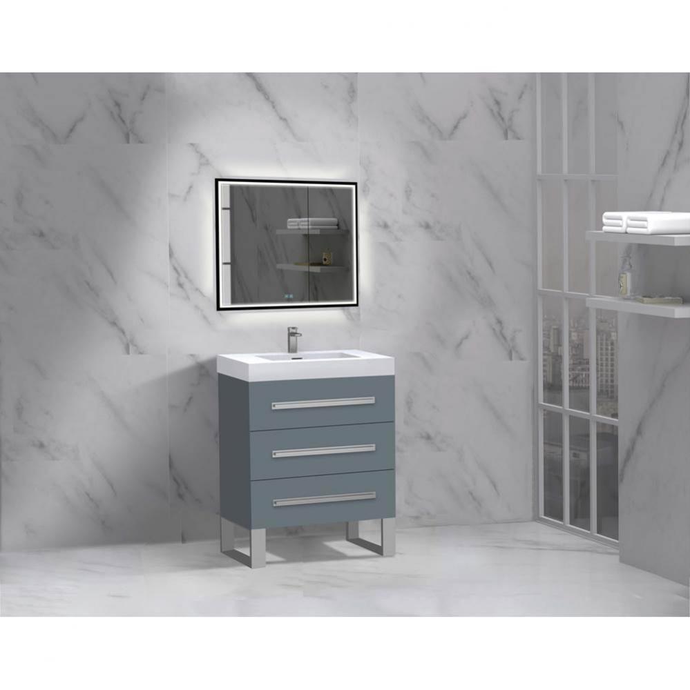 Madeli Icon 24'' Free standing Vanity Cabinet in Studio Grey/HW: Satin Brass(SB)