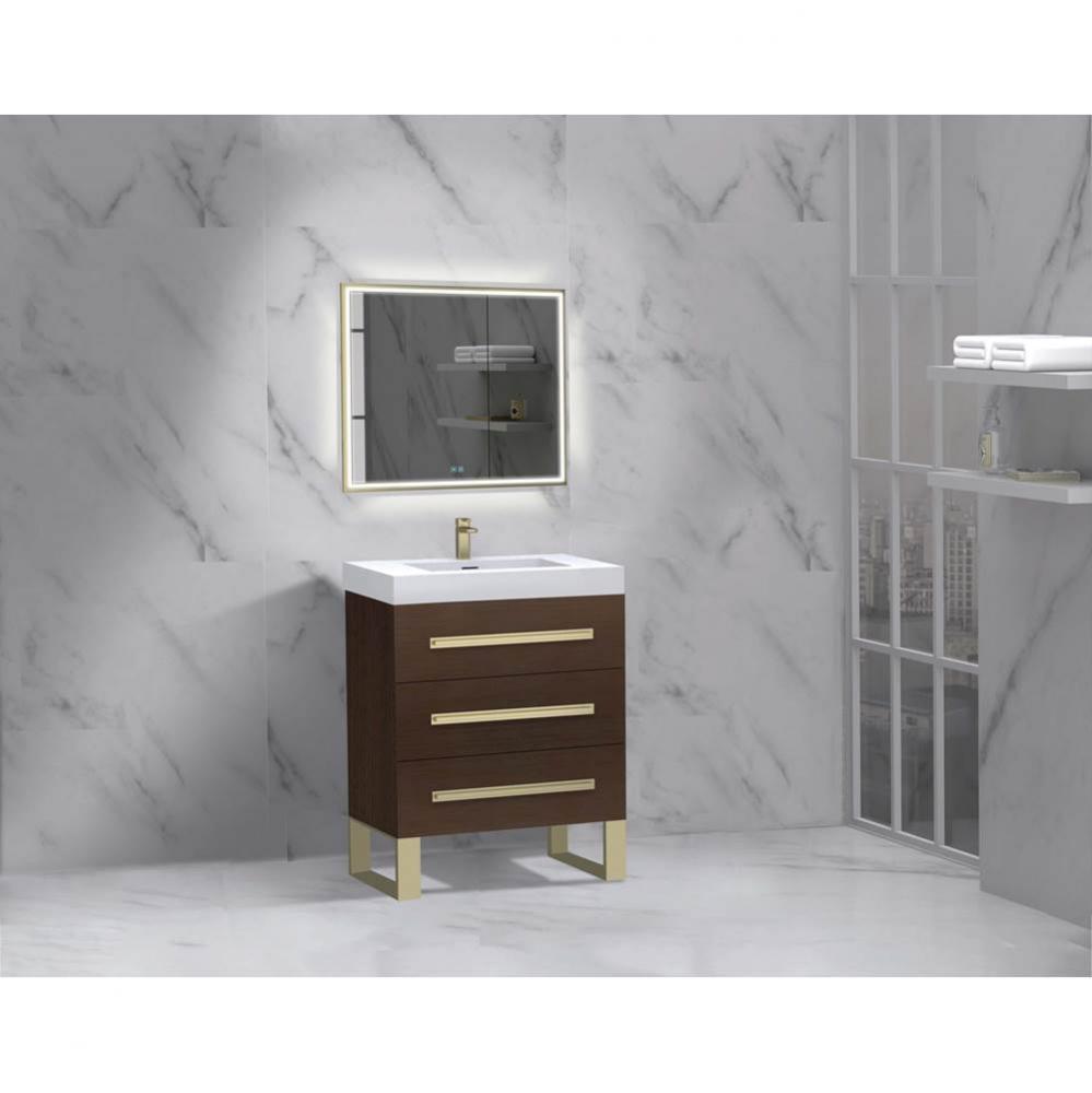 Madeli Icon 24'' Free standing Vanity Cabinet in Walnut/HW: Matte Black(MB)