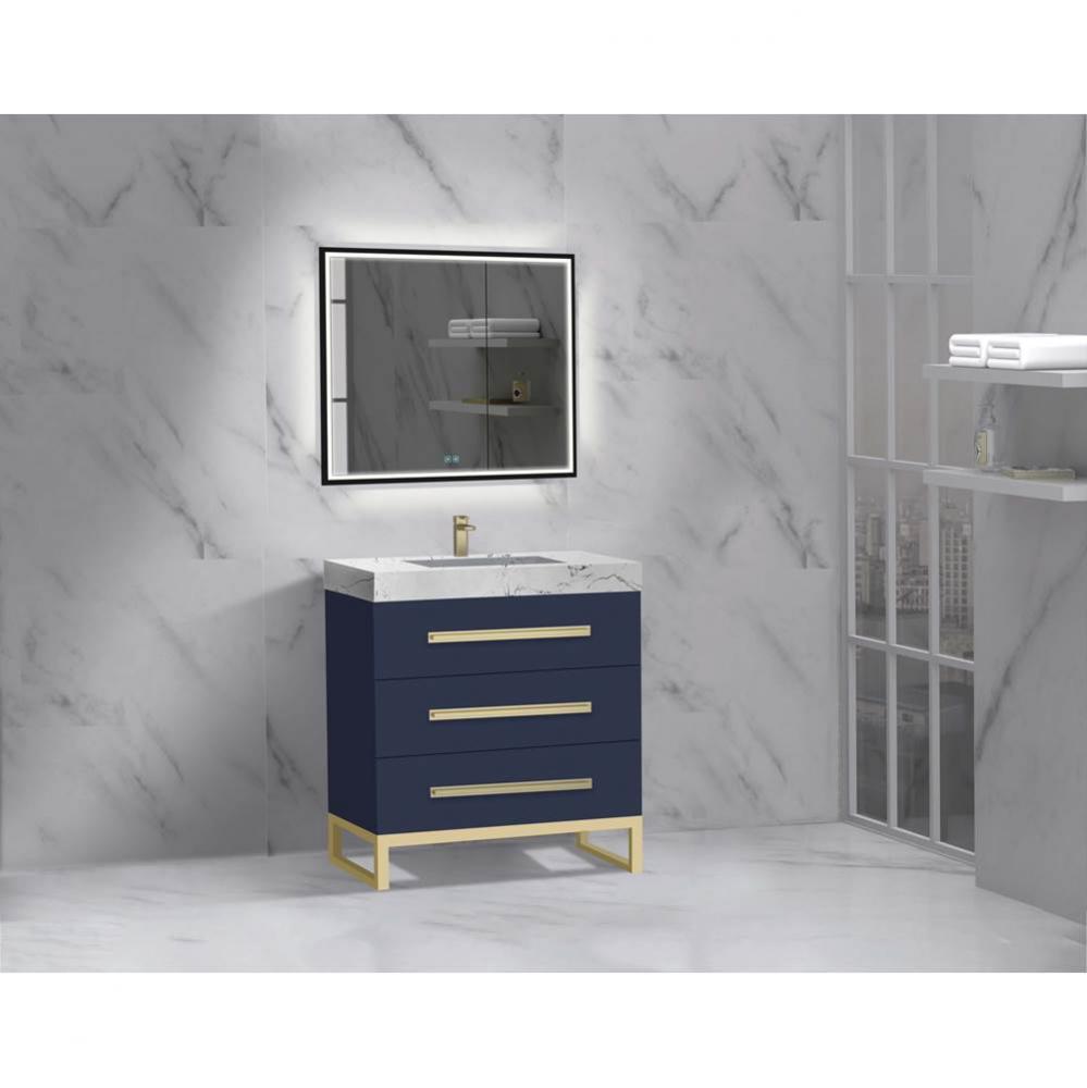 Madeli Icon 30'' Free standing Vanity Cabinet in Sapphire/HW: Polished Nickel(PN)
