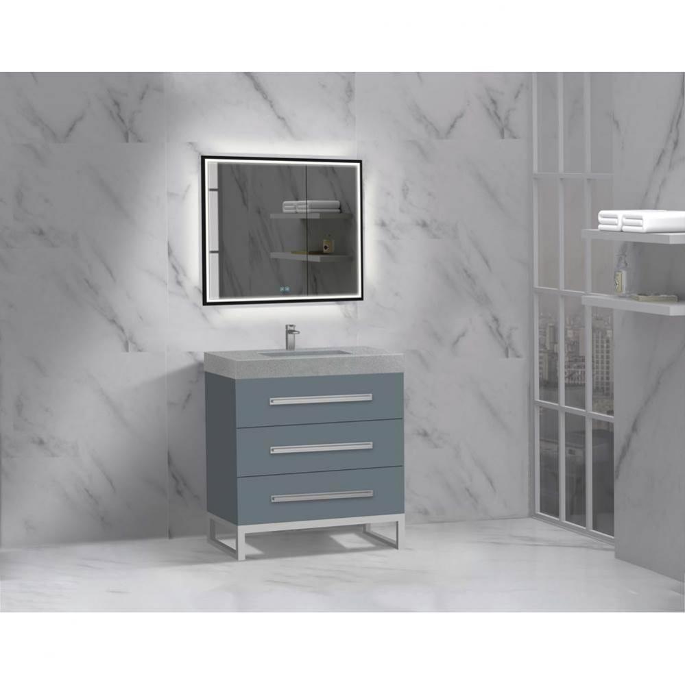Madeli Icon 30'' Free standing Vanity Cabinet in Studio Grey/HW: Brushed Nickel(BN)