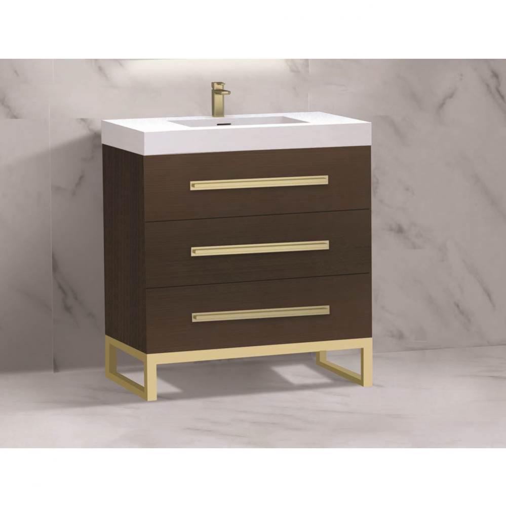 Madeli Icon 30'' Free standing Vanity Cabinet in Walnut/HW: Polished Chrome(PC)