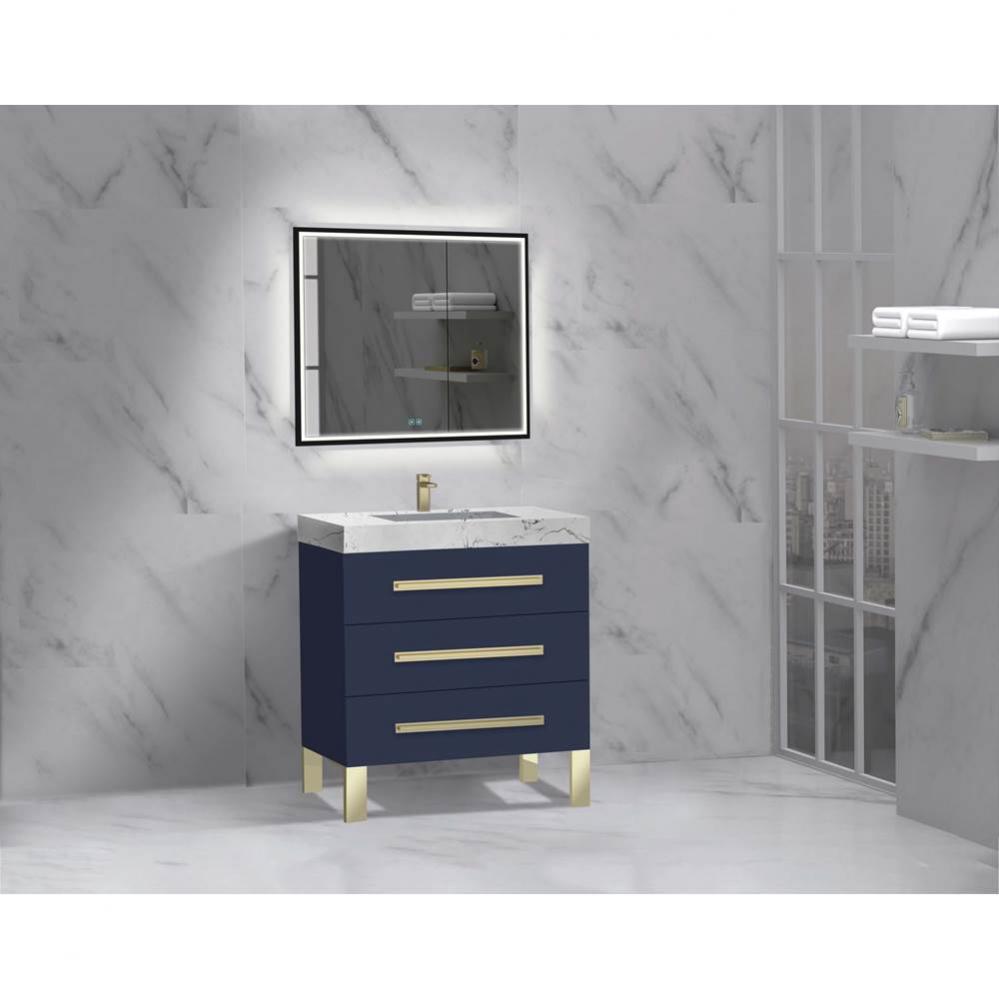 Madeli Icon 30'' Free standing Vanity Cabinet in Sapphire/HW: Matte Black(MB)