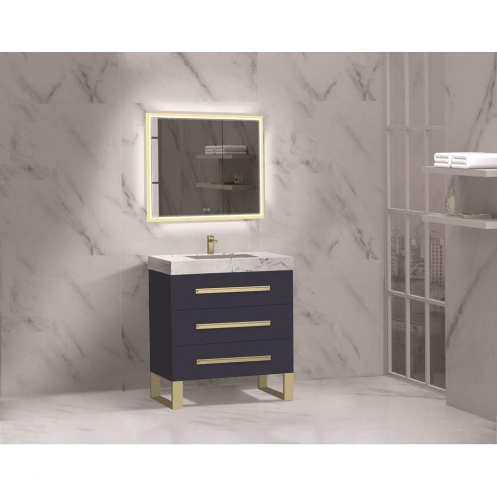 Madeli Icon 30'' Free standing Vanity Cabinet in Sapphire/HW: Brushed Nickel(BN)