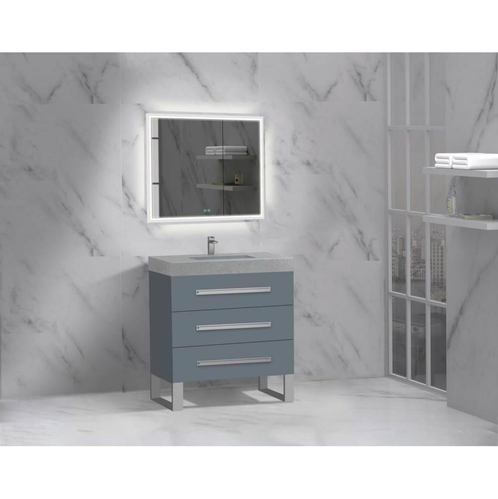 Madeli Icon 30'' Free standing Vanity Cabinet in Studio Grey/HW: Matte Black(MB)