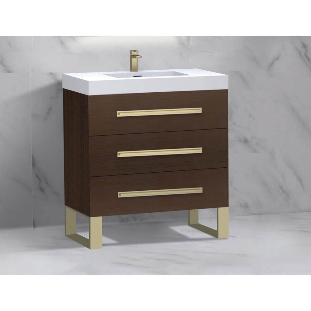 Madeli Icon 30'' Free standing Vanity Cabinet in Walnut/HW: Polished Nickel(PN)