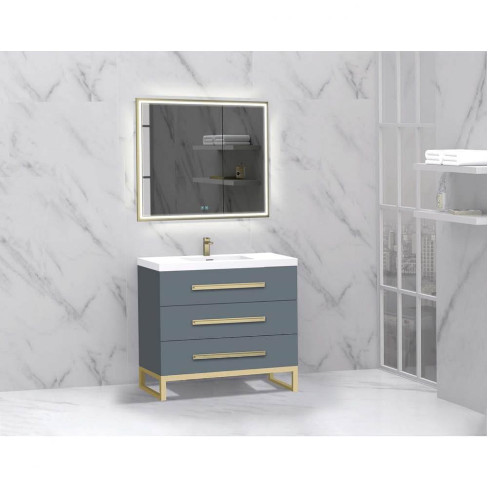 Madeli Icon 36'' Free standing Vanity Cabinet in Studio Grey/HW: Polished Chrome(PC)