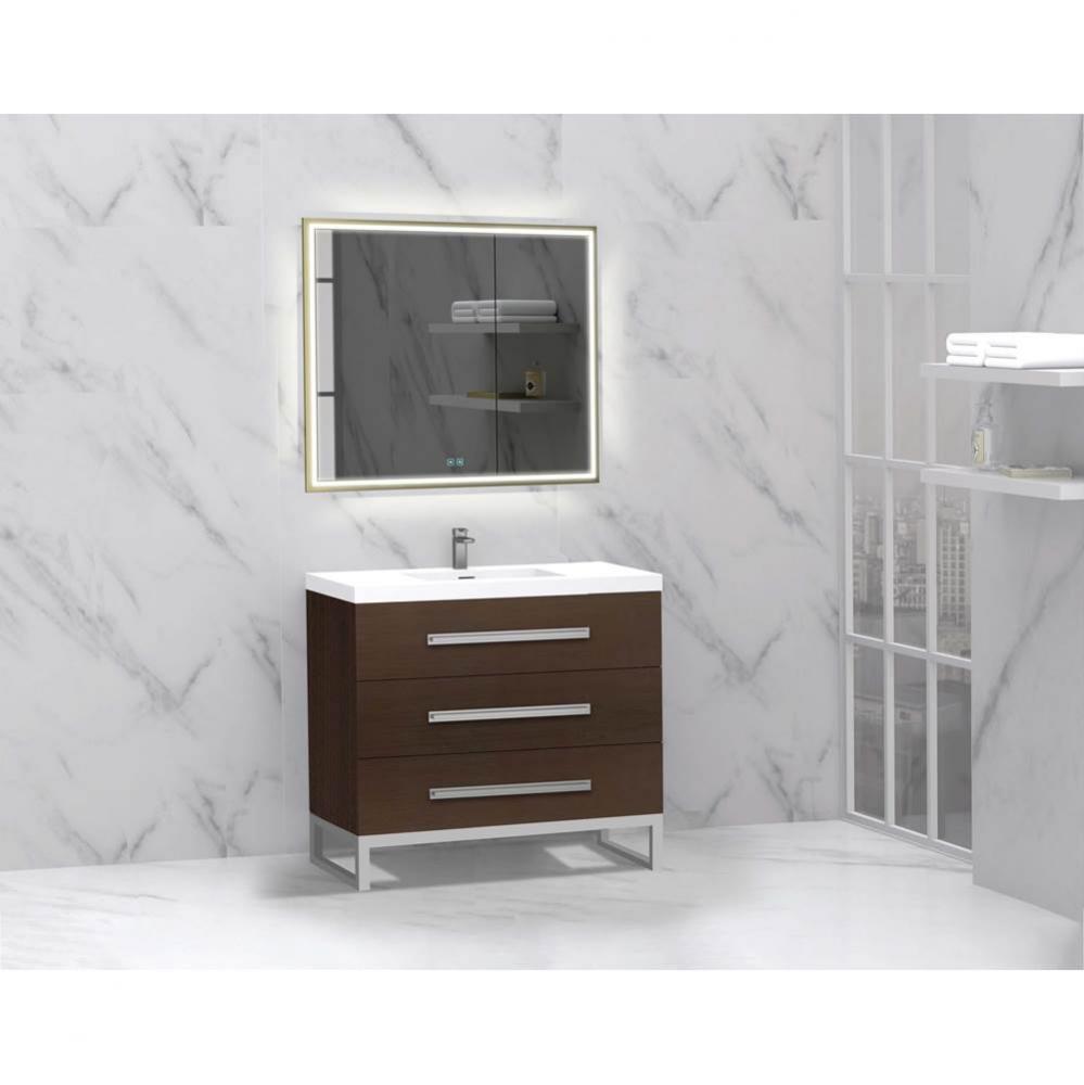 Madeli Icon 36'' Free standing Vanity Cabinet in Walnut/HW: Polished Chrome(PC)