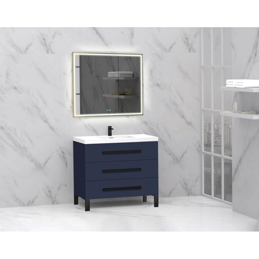 Madeli Icon 36'' Free standing Vanity Cabinet in Sapphire/HW: Polished Chrome(PC)