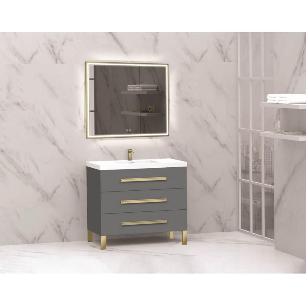 Madeli Icon 36'' Free standing Vanity Cabinet in Studio Grey/HW: Polished Chrome(PC)
