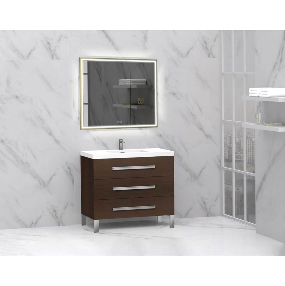 Madeli Icon 36'' Free standing Vanity Cabinet in Walnut/HW: Polished Chrome(PC)