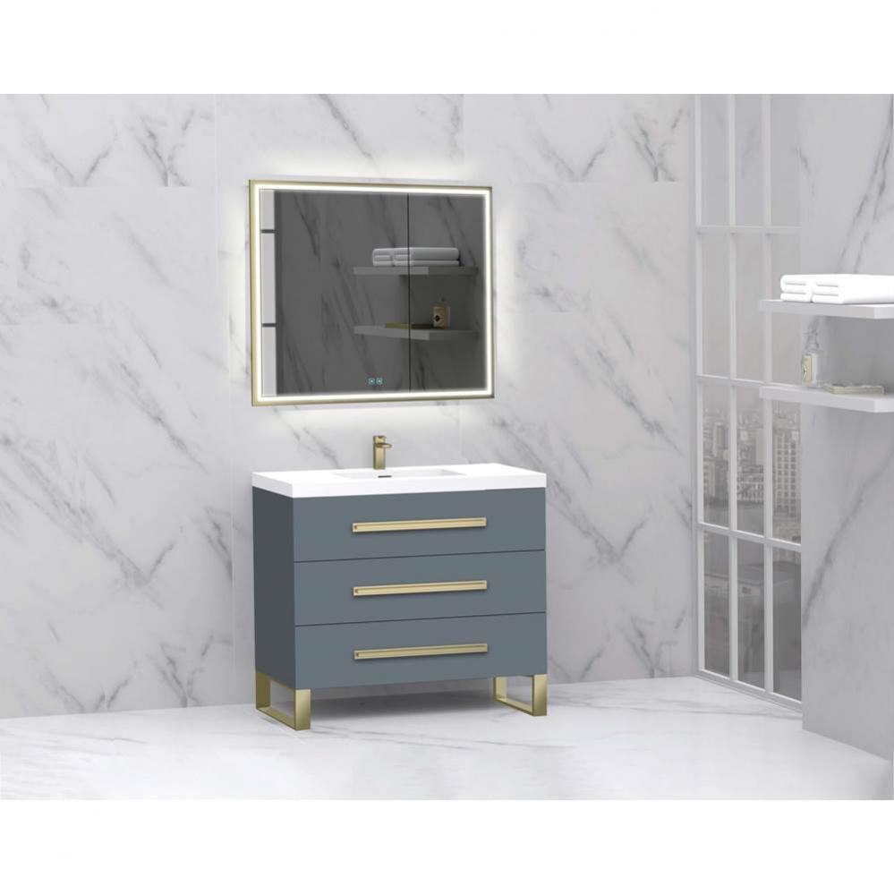 Madeli Icon 36'' Free standing Vanity Cabinet in Studio Grey/HW: Brushed Nickel(BN)
