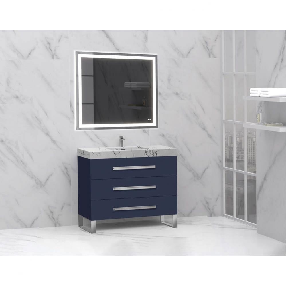 Madeli Icon 42'' Free standing Vanity Cabinet in Sapphire/HW: Satin Brass(SB)