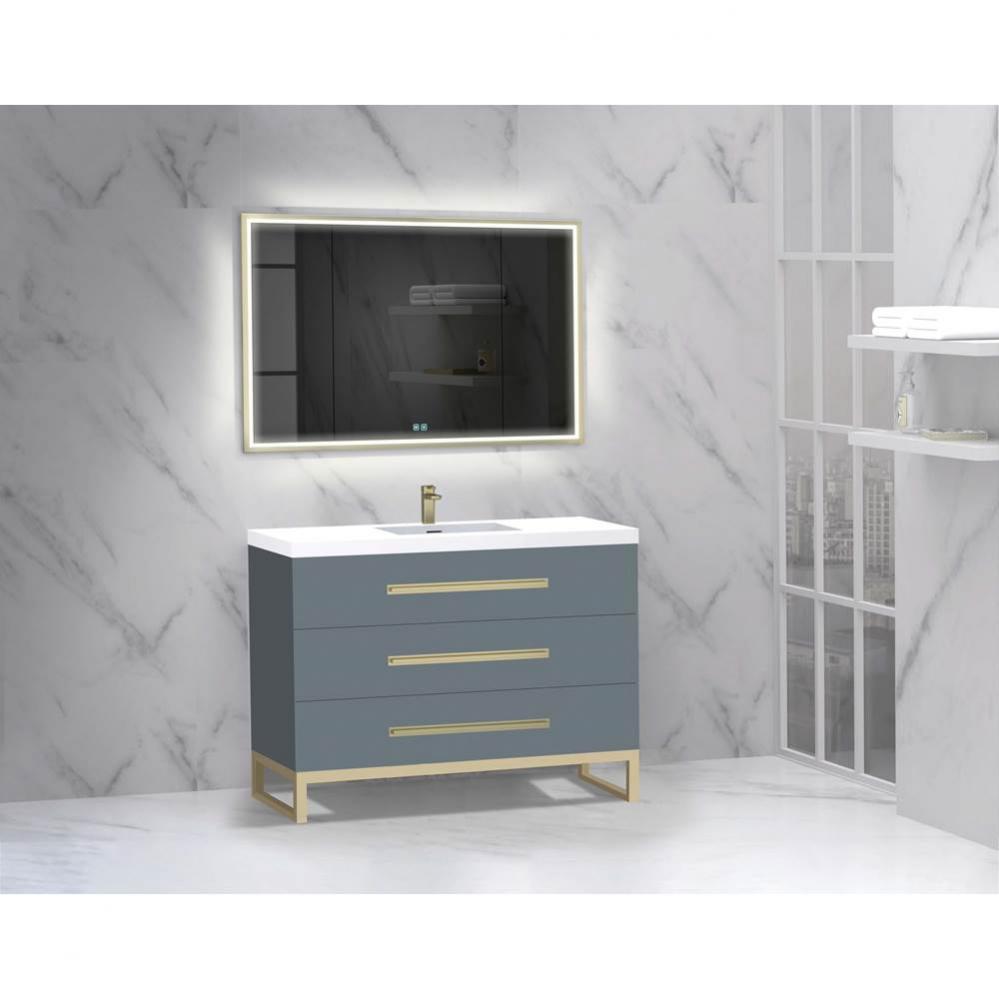 Madeli Icon 48C'' Free standing Vanity Cabinet in Studio Grey/HW: Satin Brass(SB)