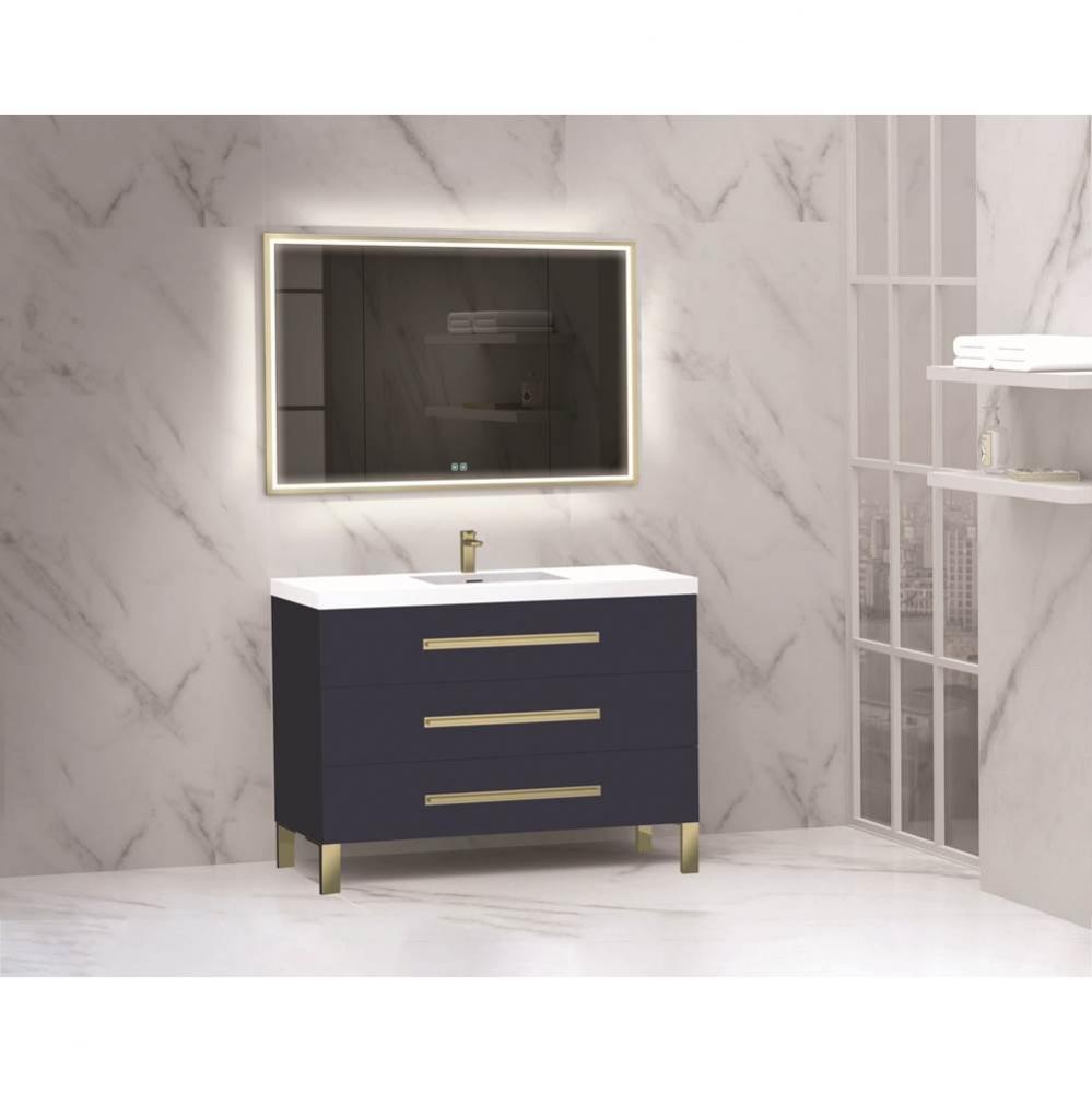 Madeli Icon 48C'' Free standing Vanity Cabinet in Sapphire/HW: Satin Brass(SB)