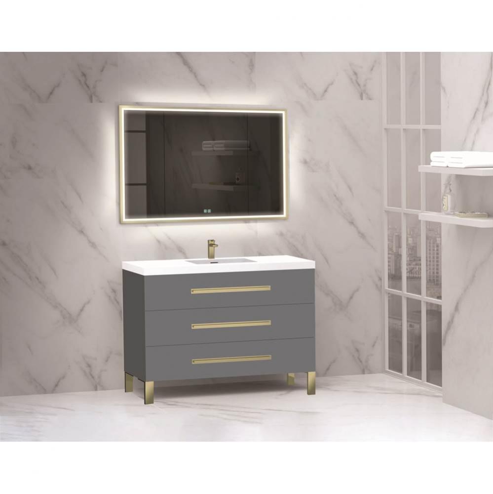 Madeli Icon 48C'' Free standing Vanity Cabinet in Studio Grey/HW: Polished Chrome(PC)