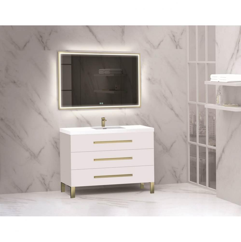 Madeli Icon 48C'' Free standing Vanity Cabinet in White/HW: Polished Chrome(PC)