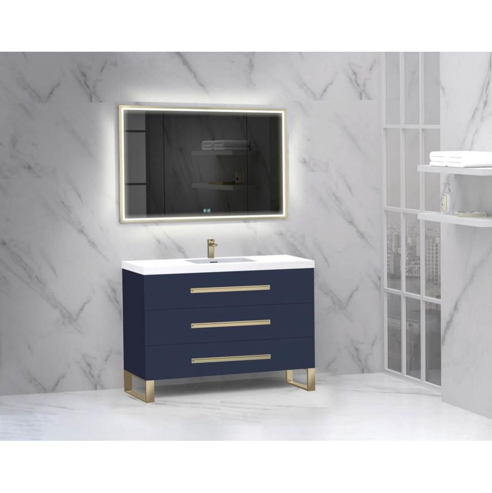 Madeli Icon 48C'' Free standing Vanity Cabinet in Sapphire/HW: Satin Brass(SB)