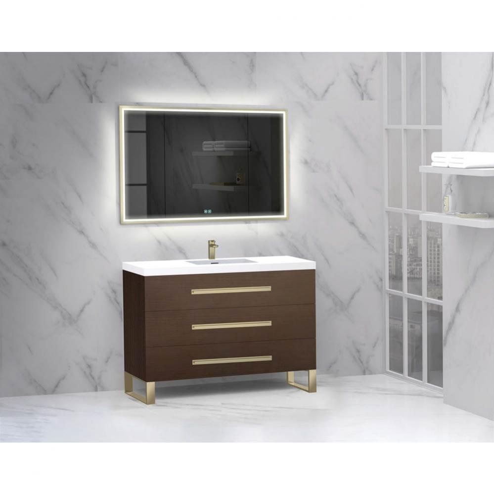 Madeli Icon 48C'' Free standing Vanity Cabinet in Walnut/HW: Polished Chrome(PC)