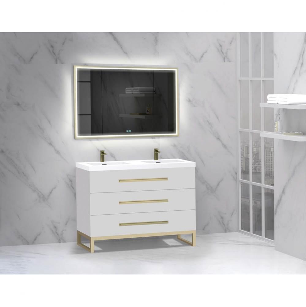 Madeli Icon 48D'' Free standing Vanity Cabinet in White/HW: Polished Chrome(PC)