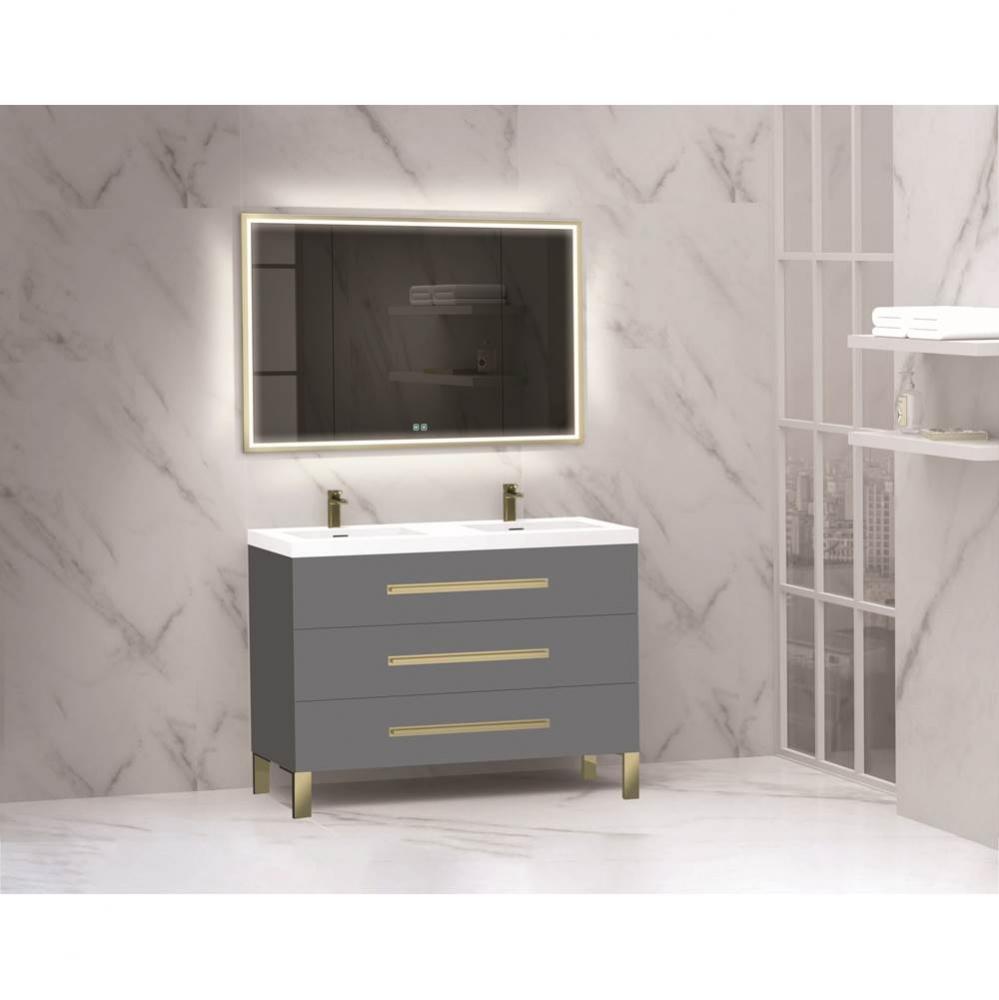 Madeli Icon 48D'' Free standing Vanity Cabinet in Studio Grey/HW: Matte Black(MB)