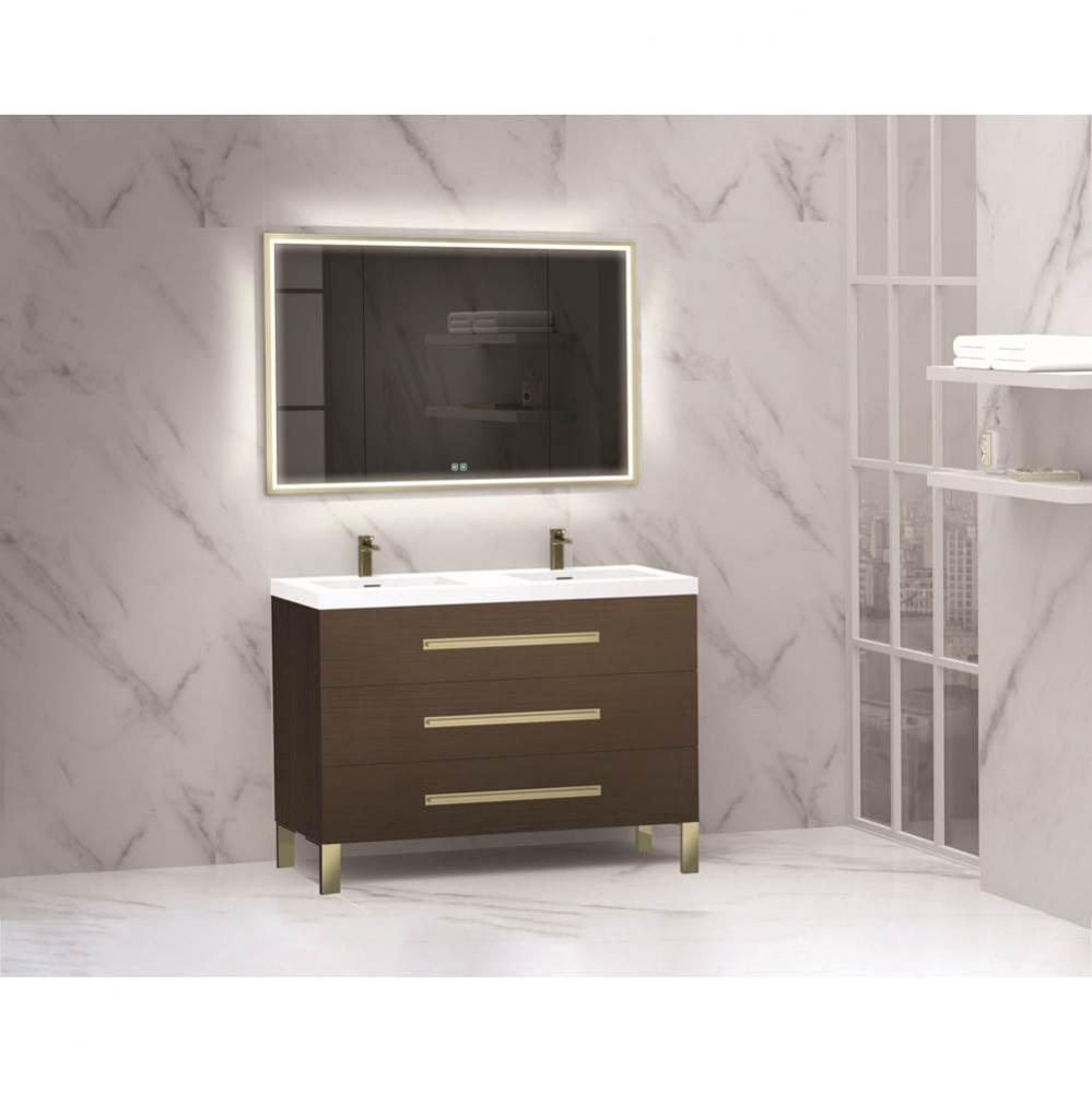 Madeli Icon 48D'' Free standing Vanity Cabinet in Walnut/HW: Brushed Nickel(BN)