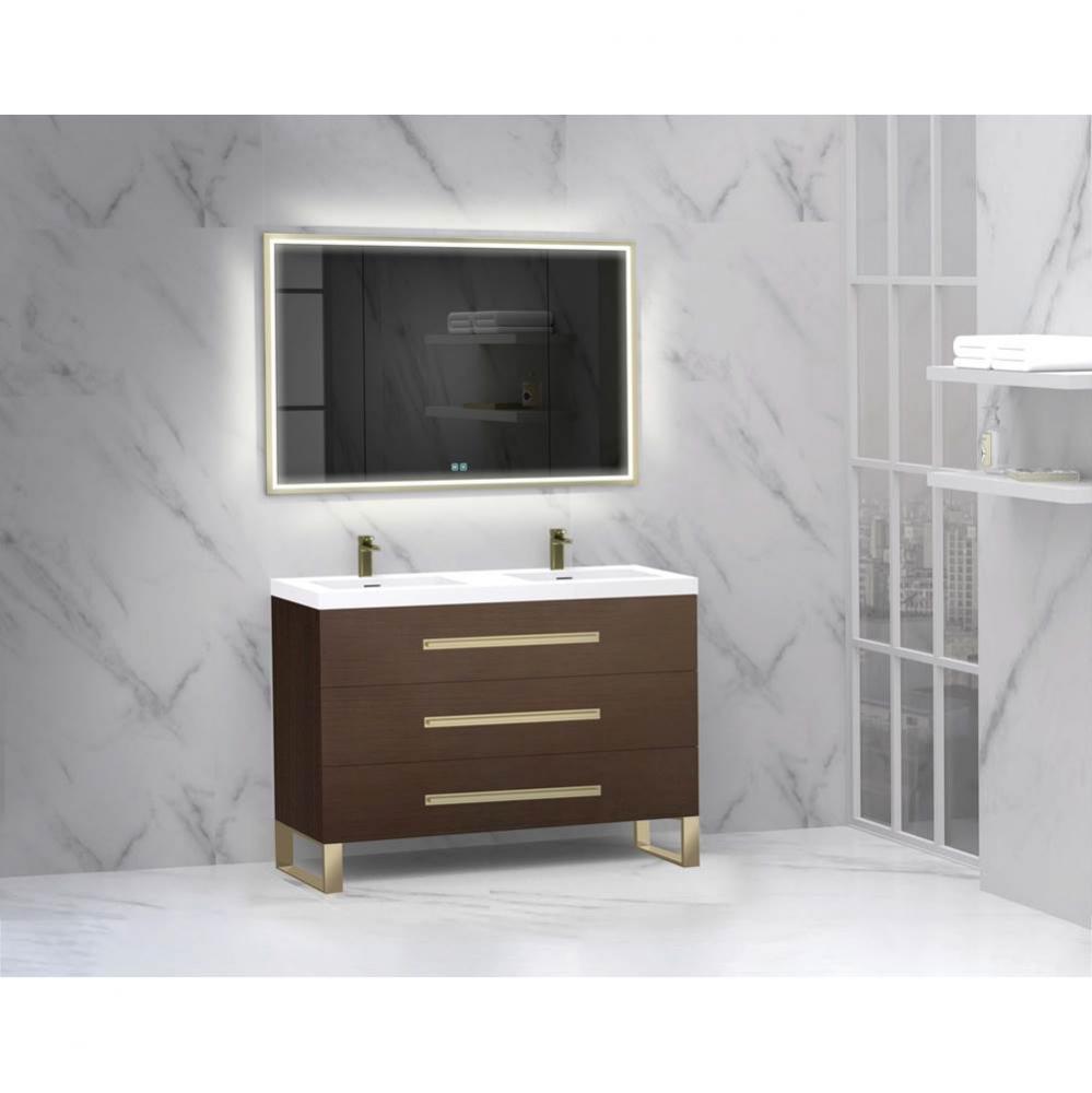 Madeli Icon 48D'' Free standing Vanity Cabinet in Walnut/HW: Brushed Nickel(BN)